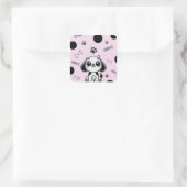 Sticker Carré Pink & Black Fish Bones Chien Chien Chien Chien Ch (Sac)