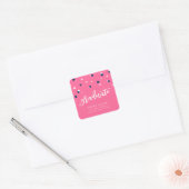 Sticker Carré Pink Blue Confetti Graduate Adresse de retour (Enveloppe)