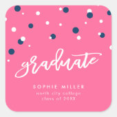 Sticker Carré Pink Blue Confetti Graduate Graduate (Devant)
