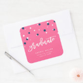Sticker Carré Pink Blue Confetti Graduate Graduate (Enveloppe)