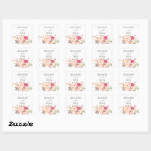 Sticker Carré Pink Blush Floroming Nom Floral - Blanc (Feuille)