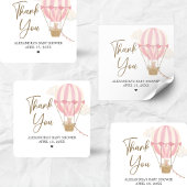 Sticker Carré Pink Boho Bear Baby Shower