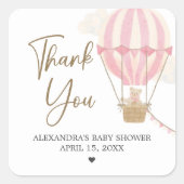 Sticker Carré Pink Boho Bear Baby Shower  (Devant)