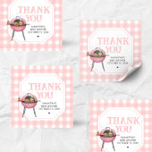 Sticker Carré Pink Burger BBQ Baby Shower