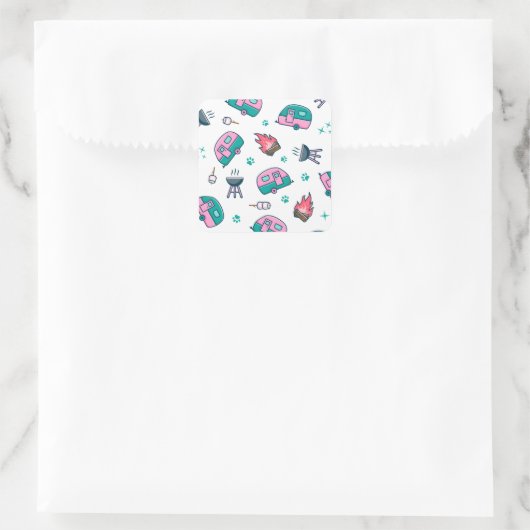 Sticker Carré Pink Caravan Adventure (Sac)
