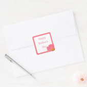 Sticker Carré Pink Check Floral Mothers Day (Enveloppe)