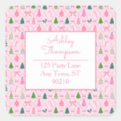 Sticker Carré Pink Coquette Christmas (Devant)