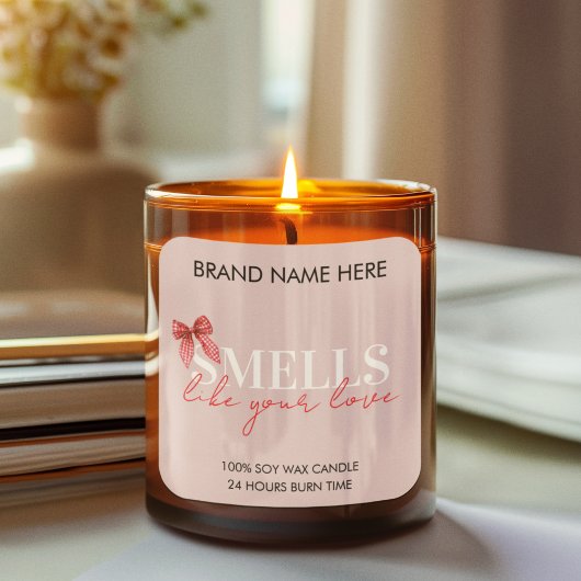 Sticker Carré Pink Custom Valentine's Day Candle Label