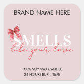 Sticker Carré Pink Custom Valentine's Day Candle Label (Devant)