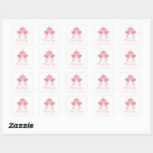 Sticker Carré Pink Flamingo Beach Tropical Wedding Thank You (Feuille)