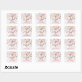 Sticker Carré Pink Floral Save the Date Whimsical Quote (Feuille)