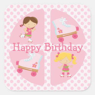 Sticker Carré Pink Four Carré Rollerskate Anniversaire