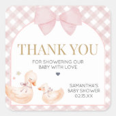 Sticker Carré Pink Gingham Silly Goose Baby Shower (Devant)