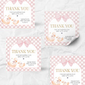 Sticker Carré Pink Gingham Silly Goose Baby Shower