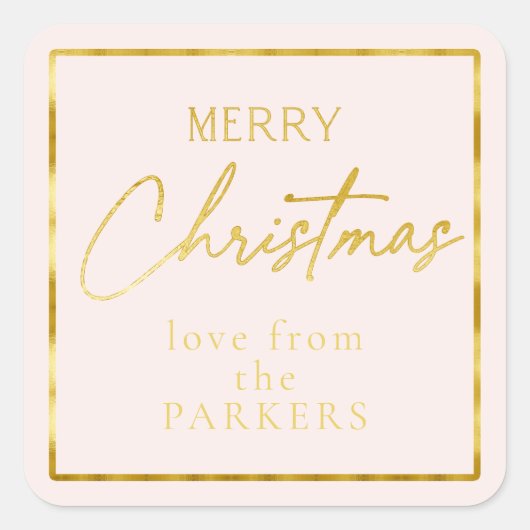 Sticker Carré Pink Gold Joyeux Noël ID1009 (Devant)