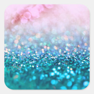 Sticker Carré Pink Gradient Bleu Turquoise Parkle Parties scinti