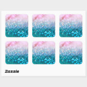 Sticker Carré Pink Gradient Bleu Turquoise Parkle Parties scinti (Feuille)