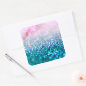 Sticker Carré Pink Gradient Bleu Turquoise Parkle Parties scinti (Enveloppe)
