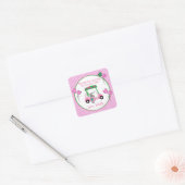 Sticker Carré Pink & Green Golf Thème Anniversaire (Enveloppe)
