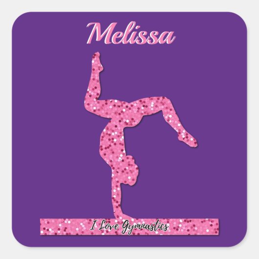 Sticker Carré Pink Gymnastique Fille Éperche Balancier (Devant)
