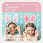 Sticker Carré Pink Happy Blessed Easter | Venin (Devant)