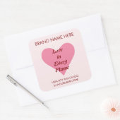 Sticker Carré Pink Heart Valentine's Day Candle Labels  (Enveloppe)