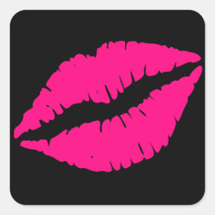 Sticker Carré Pink lipstick baiser pop art