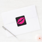 Sticker Carré Pink lipstick baiser pop art (Enveloppe)