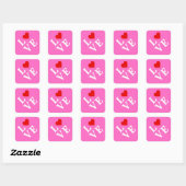 Sticker Carré Pink Love Romantique Élégant (Feuille)