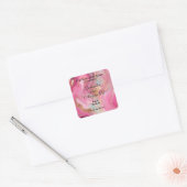 Sticker Carré Pink marble and gold foil dropper bottle label (Enveloppe)