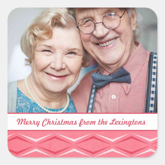 Sticker Carré Pink Mid Century moderne Noël Photo (Devant)