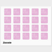 Sticker Carré Pink Minimalist Hello Baby shower bébé (Feuille)