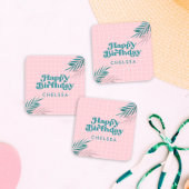 Sticker Carré Pink Modern Pool Party Adulte Anniversaire