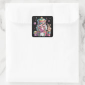 Sticker Carré Pink Nutcracker Disco Ball Sunglasses Peace Sign (Sac)