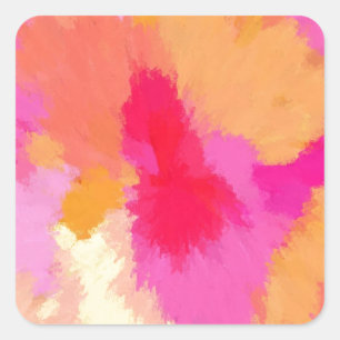 Sticker Carré Pink, orange et jaune watercolors