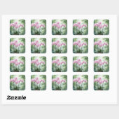 Sticker Carré Pink Orchids On Green Bamboo Background (Feuille)