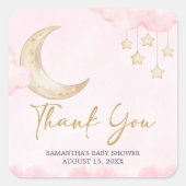 Sticker Carré Pink Over the Moon Baby Shower  (Devant)
