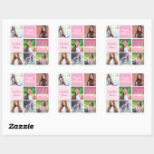 Sticker Carré Pink Photo Collage Custom Femmes's Birthday Party (Feuille)