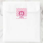 Sticker Carré Pink Polka Dot Monster SMILE (Sac)