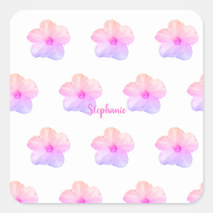 Sticker Carré Pink Purple Floral Anniversaire Mariage Personnali