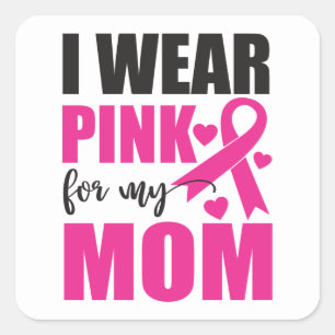 Sticker Carré Pink Ribbon Fighter Survivant Maman Cancer du sein