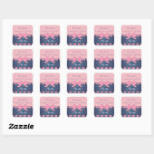 Sticker Carré Pink Ribbon, jeans Fabric, pink pattern Saying (Feuille)