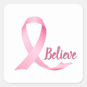 Sticker Carré Pink Ribbon Sensibilisation au cancer du sein