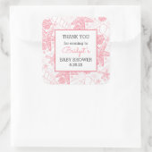 Sticker Carré Pink Sea Shells baby shower merci (Sac)