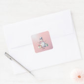 Sticker Carré Pink Snowman avec bouton Packages (Enveloppe)