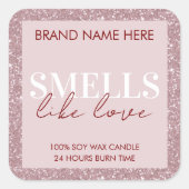 Sticker Carré Pink Sparkling Custom Valentine's Day Candle Label (Devant)