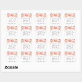 Sticker Carré Pink Watercolor Flowers Classe de Graduation de 20 (Feuille)