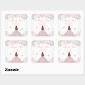 Sticker Carré Pink Winter Brown cheveux Princesse Anniversaire (Feuille)