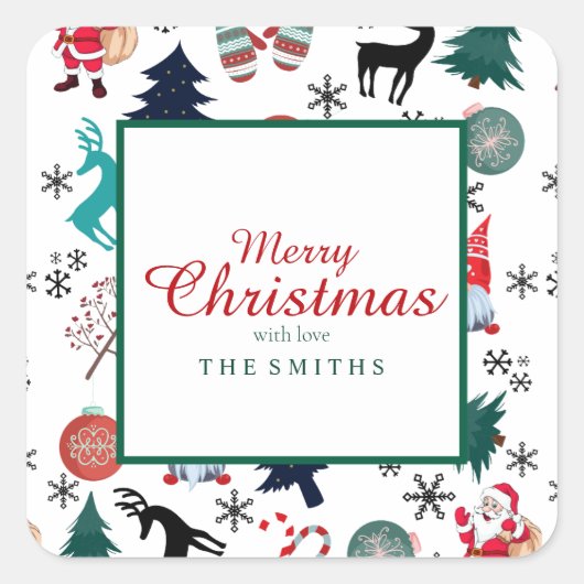 Sticker Carré Pins du Père Noël Reindeer Mittens (Devant)