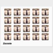 Sticker Carré Pinscher Nain Assis (Feuille)